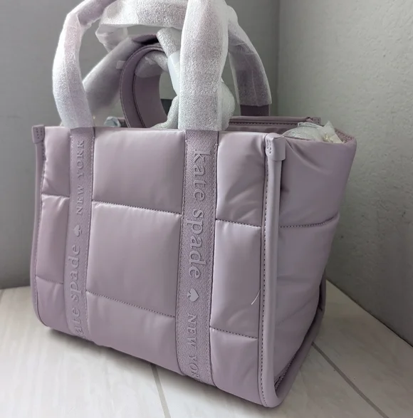 NWT Kate Spade KM669 Kip Puffy Small Tote Crossbody In Lavender Smoke - Picture 2 of 4